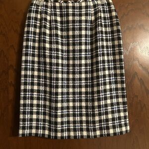 Kasper Classic Black, Royal Blue and White Plaid Skirt